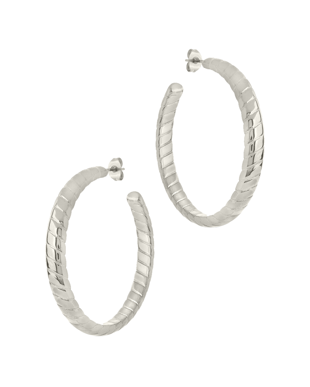 Everly Flat Herringbone Chain Hoop Earrings