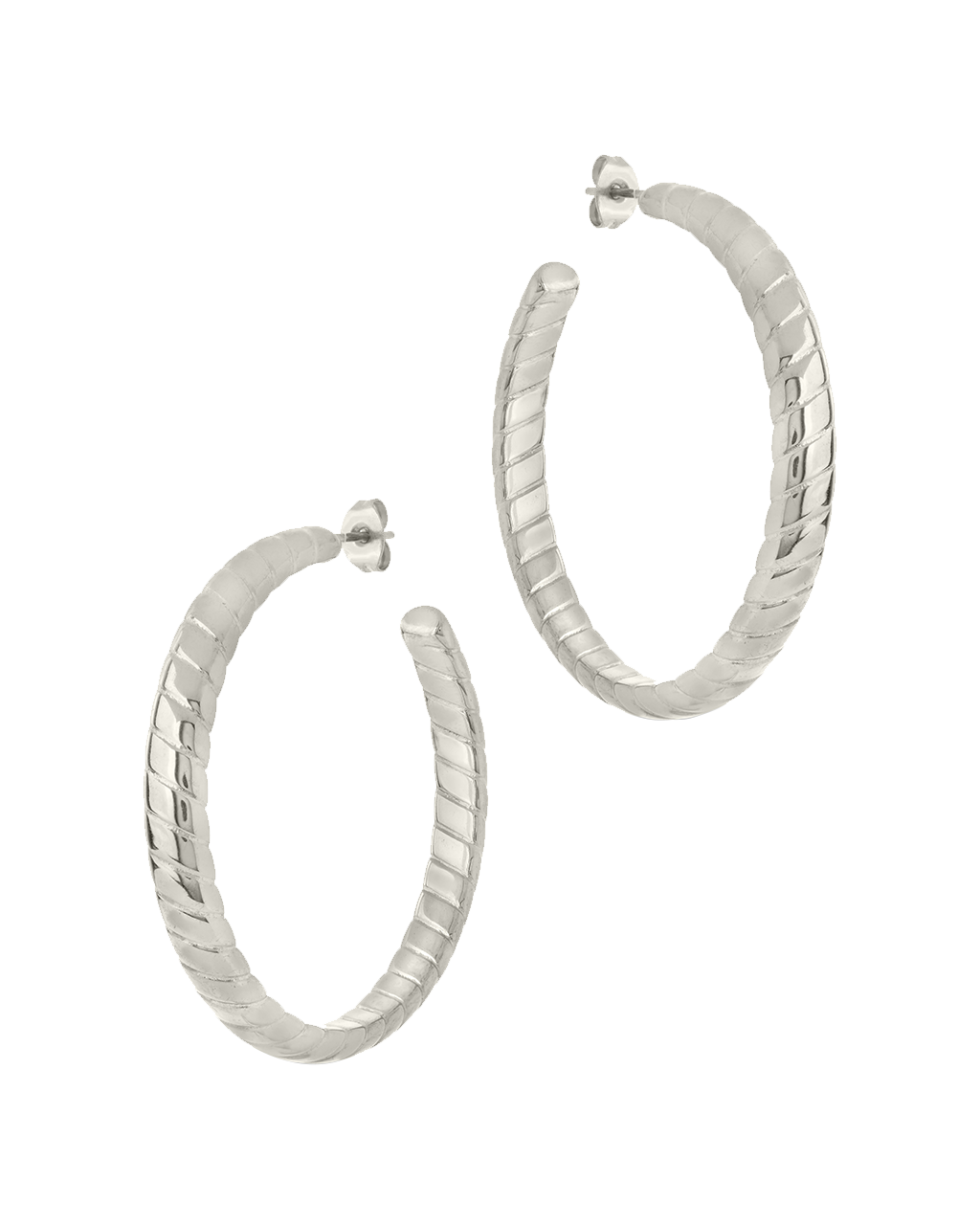 Everly Flat Herringbone Chain Hoop Earrings