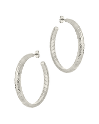 Everly Flat Herringbone Chain Hoop Earrings - Sterling Forever