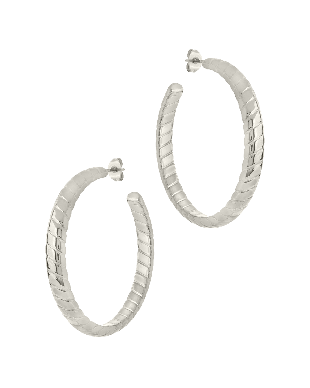 Everly Flat Herringbone Chain Hoop Earrings - Sterling Forever