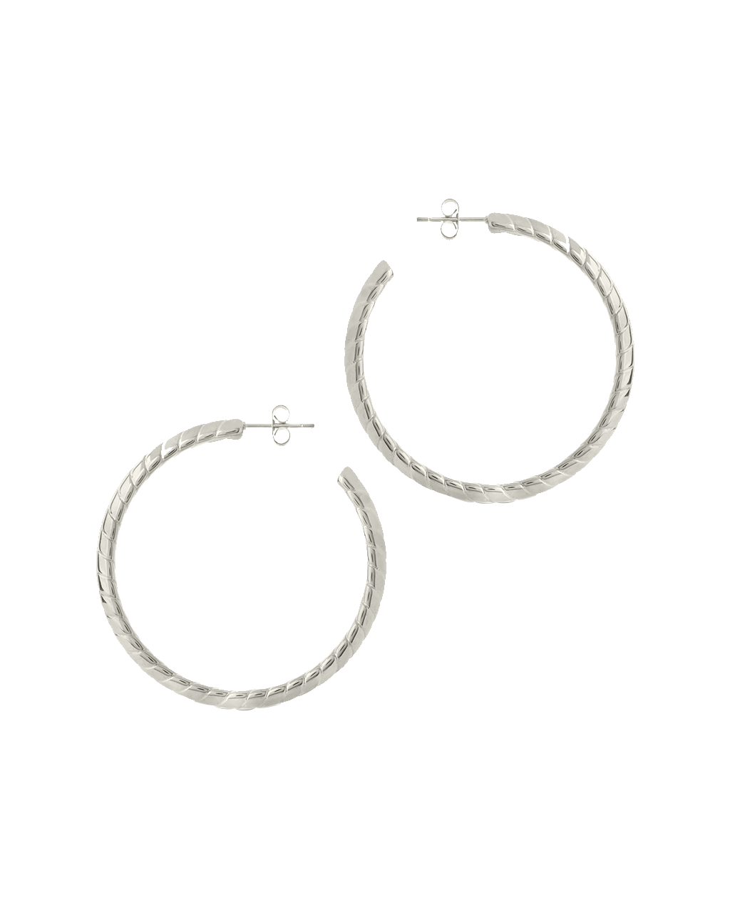 Everly Flat Herringbone Chain Hoop Earrings