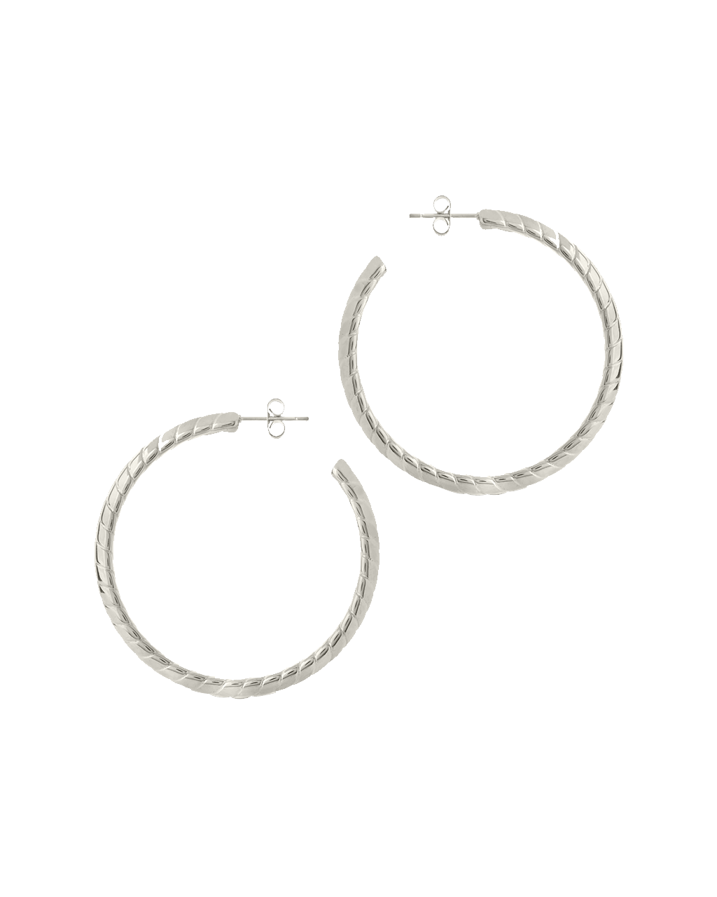 Everly Flat Herringbone Chain Hoop Earrings - Sterling Forever