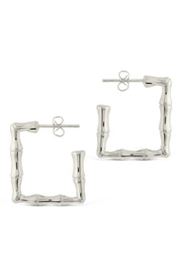 Bamboo Rectangular Hoop Earrings - Sterling Forever