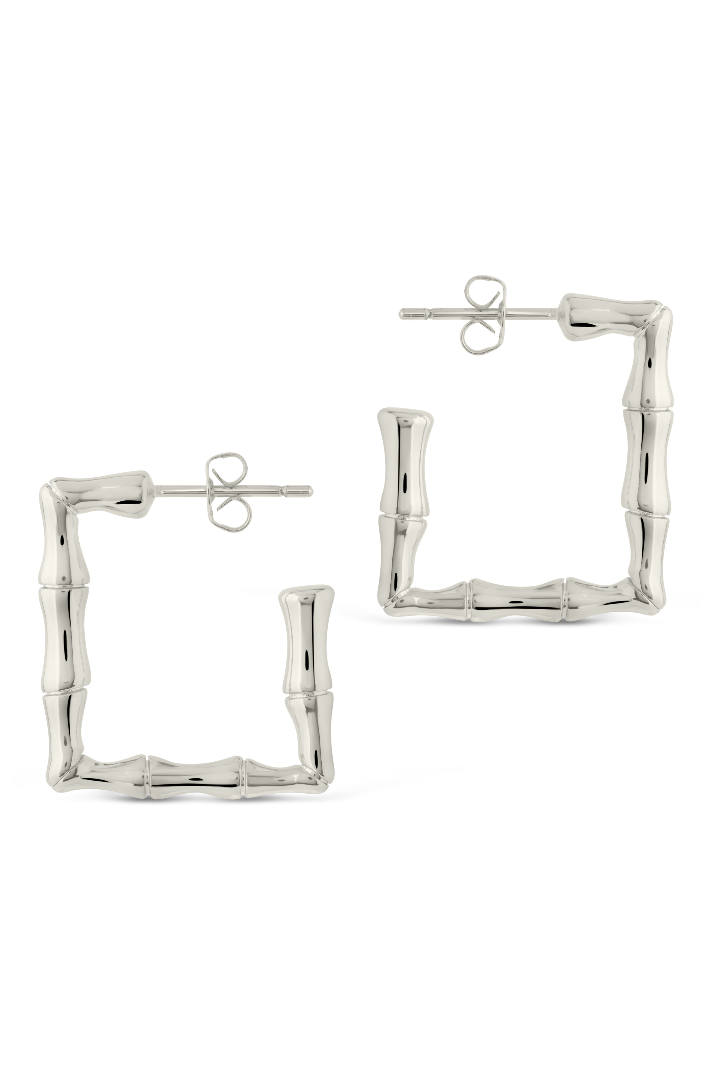 Bamboo Rectangular Hoop Earrings - Sterling Forever