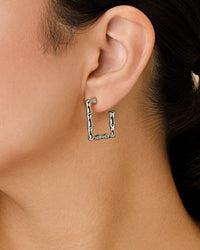 Bamboo Rectangular Hoop Earrings - Sterling Forever