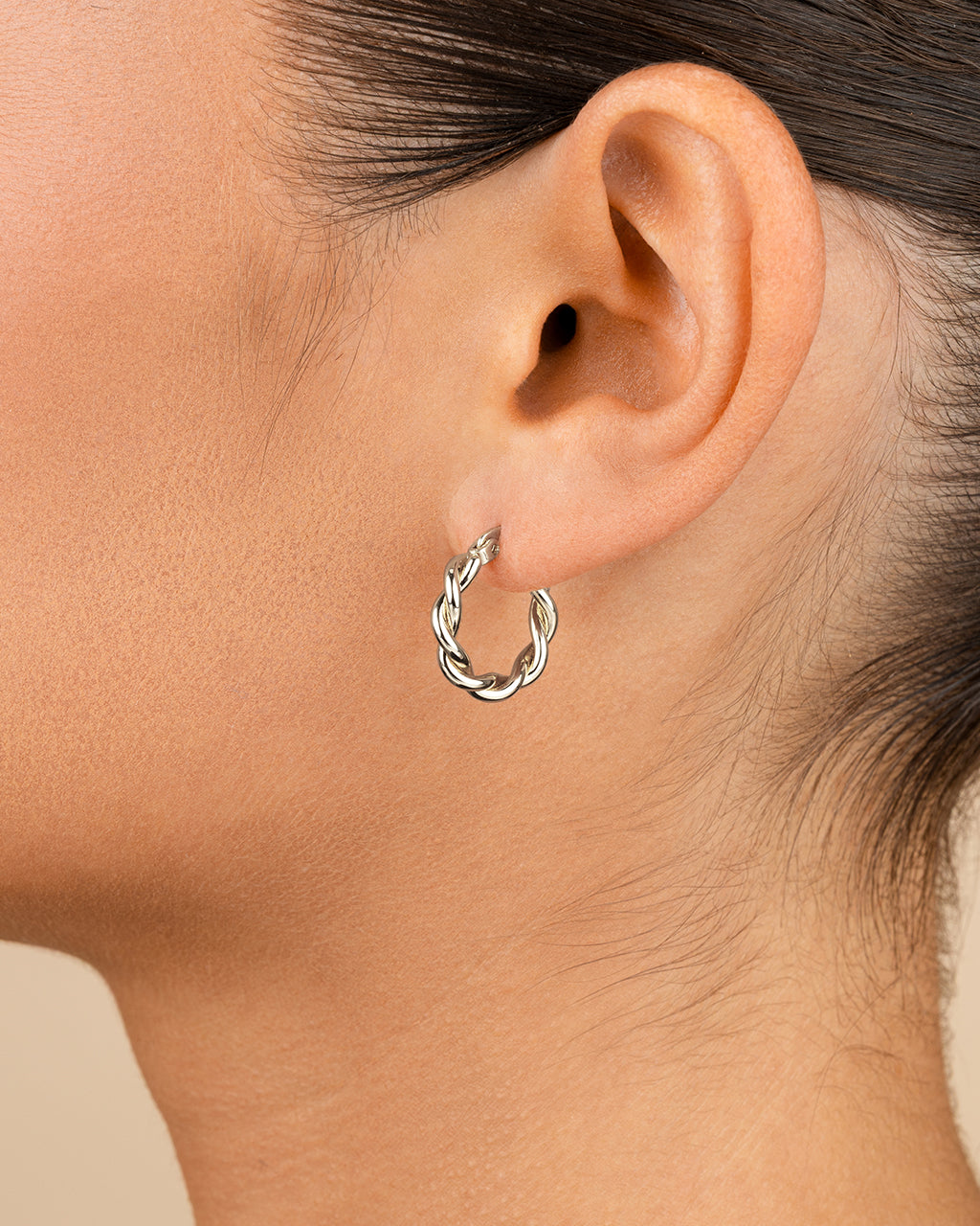 Hazel Textured Twisted Hoop Earrings