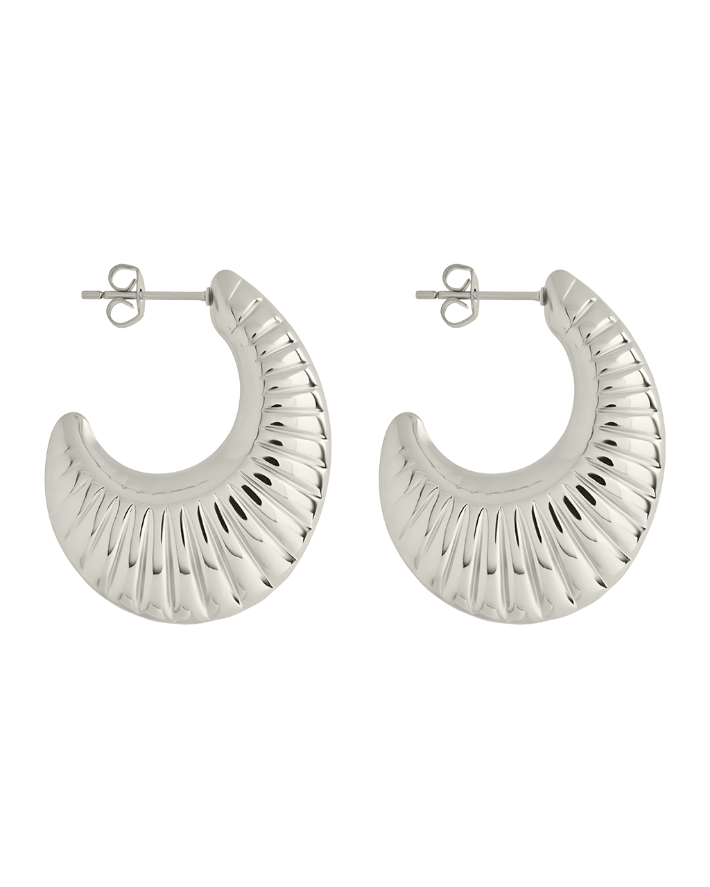 Flora Ribbed Huggie Earrings