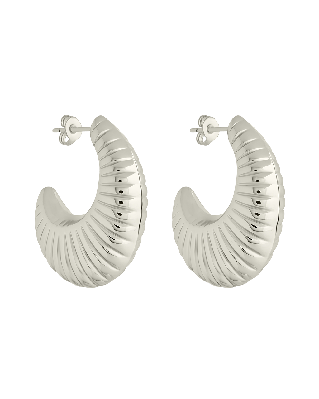 Flora Ribbed Huggie Earrings