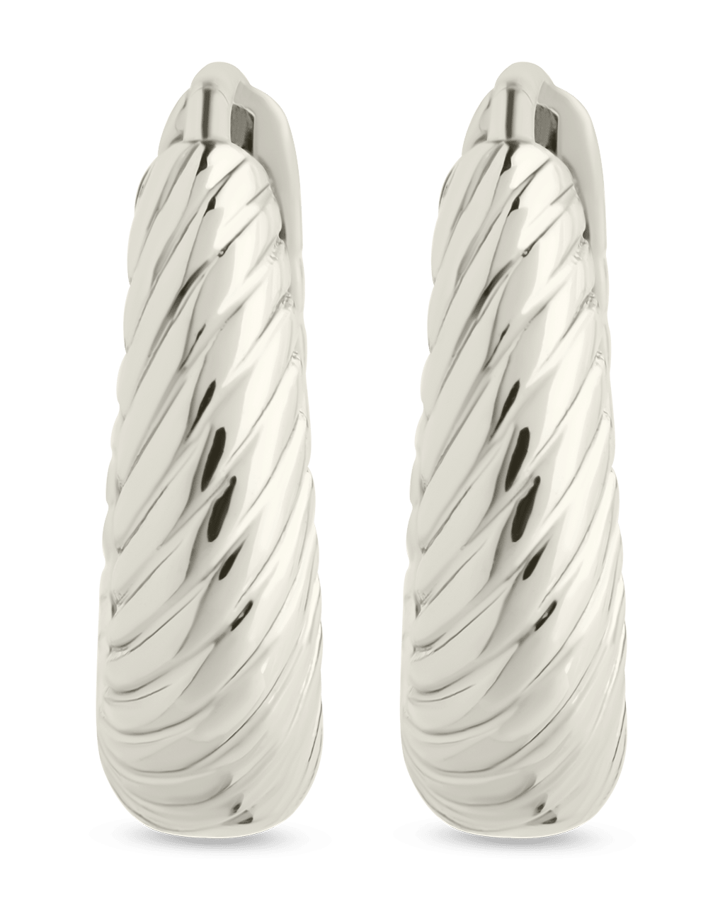 Fairley Oval Textured Micro Hoops - Sterling Forever