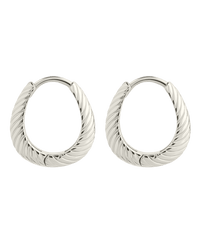 Fairley Oval Textured Micro Hoops - Sterling Forever