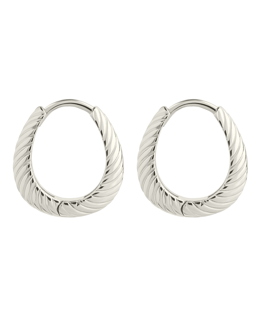 Fairley Oval Textured Micro Hoops - Sterling Forever