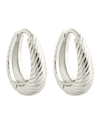 Fairley Oval Textured Micro Hoops - Sterling Forever