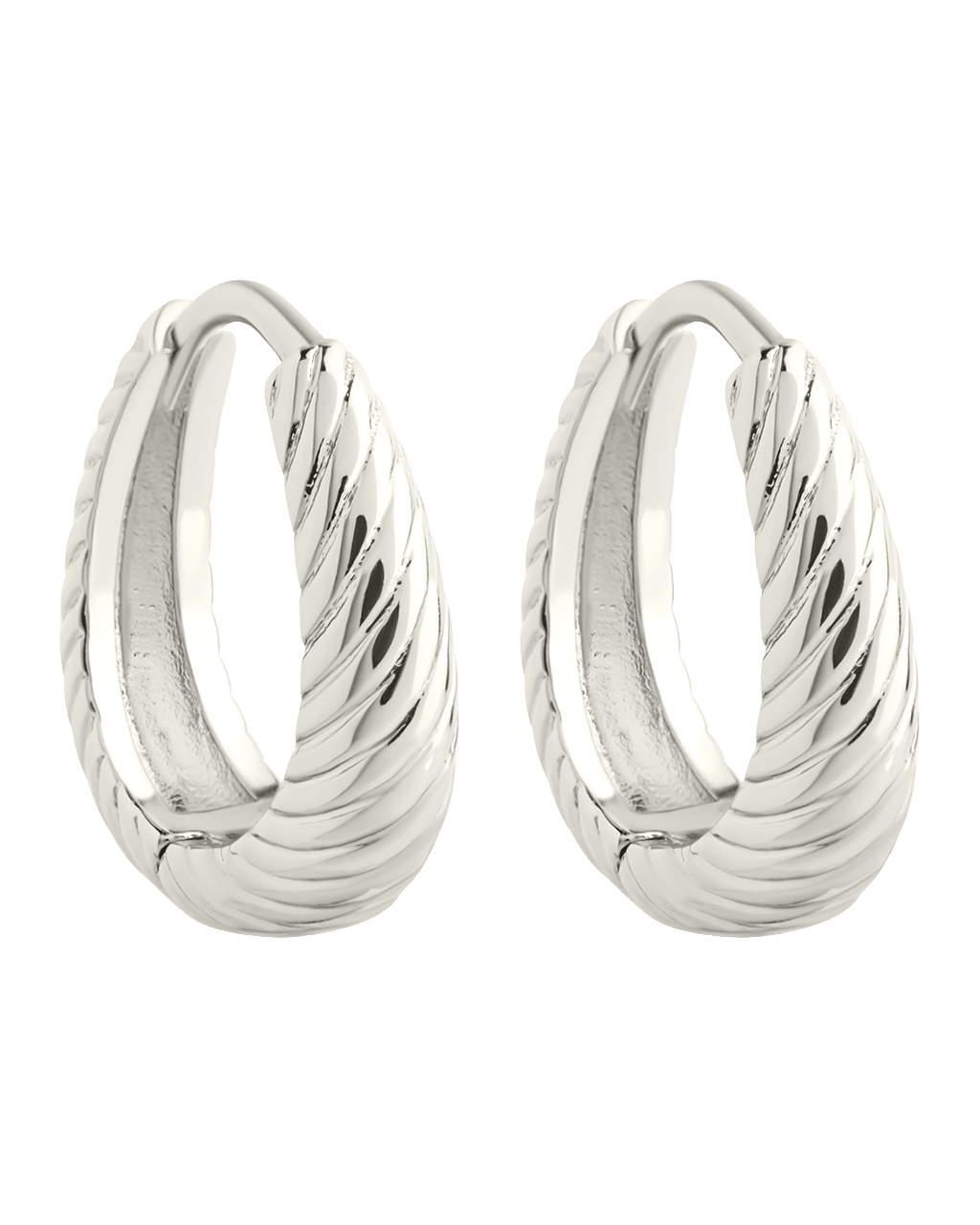 Fairley Oval Textured Micro Hoops - Sterling Forever