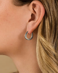 Fairley Oval Textured Micro Hoops - Sterling Forever