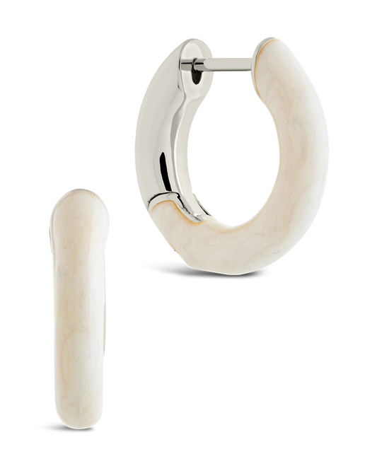 White Enamel Maura Micro Hoops