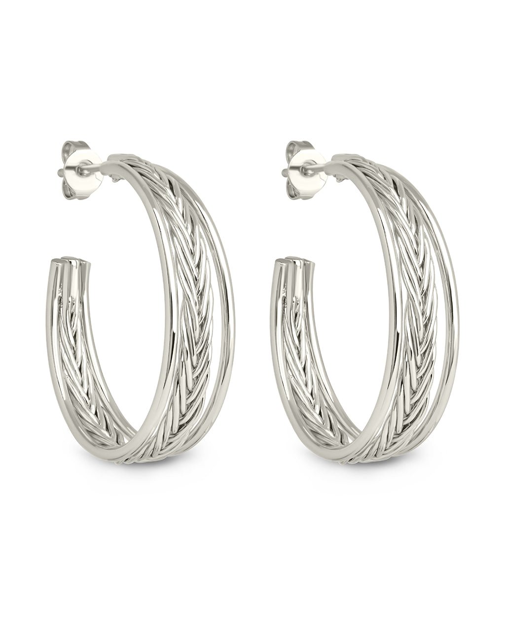 Corinne Textured Braided Hoop Earrings - Sterling Forever