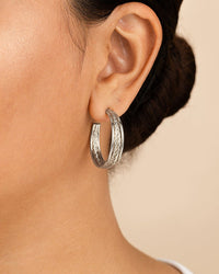 Corinne Textured Braided Hoop Earrings - Sterling Forever