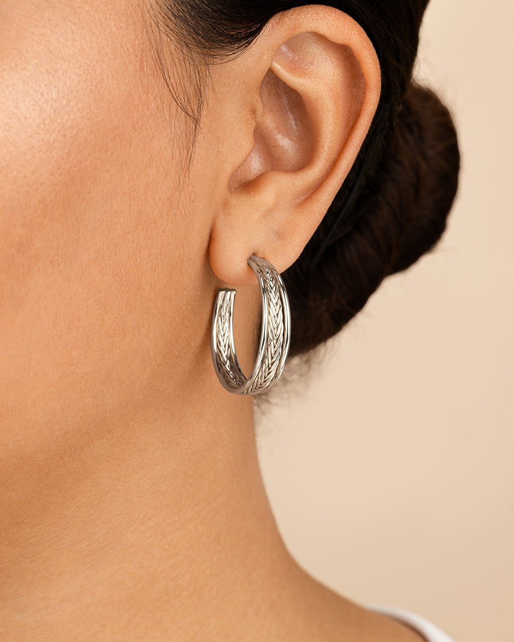 Corinne Textured Braided Hoop Earrings - Sterling Forever