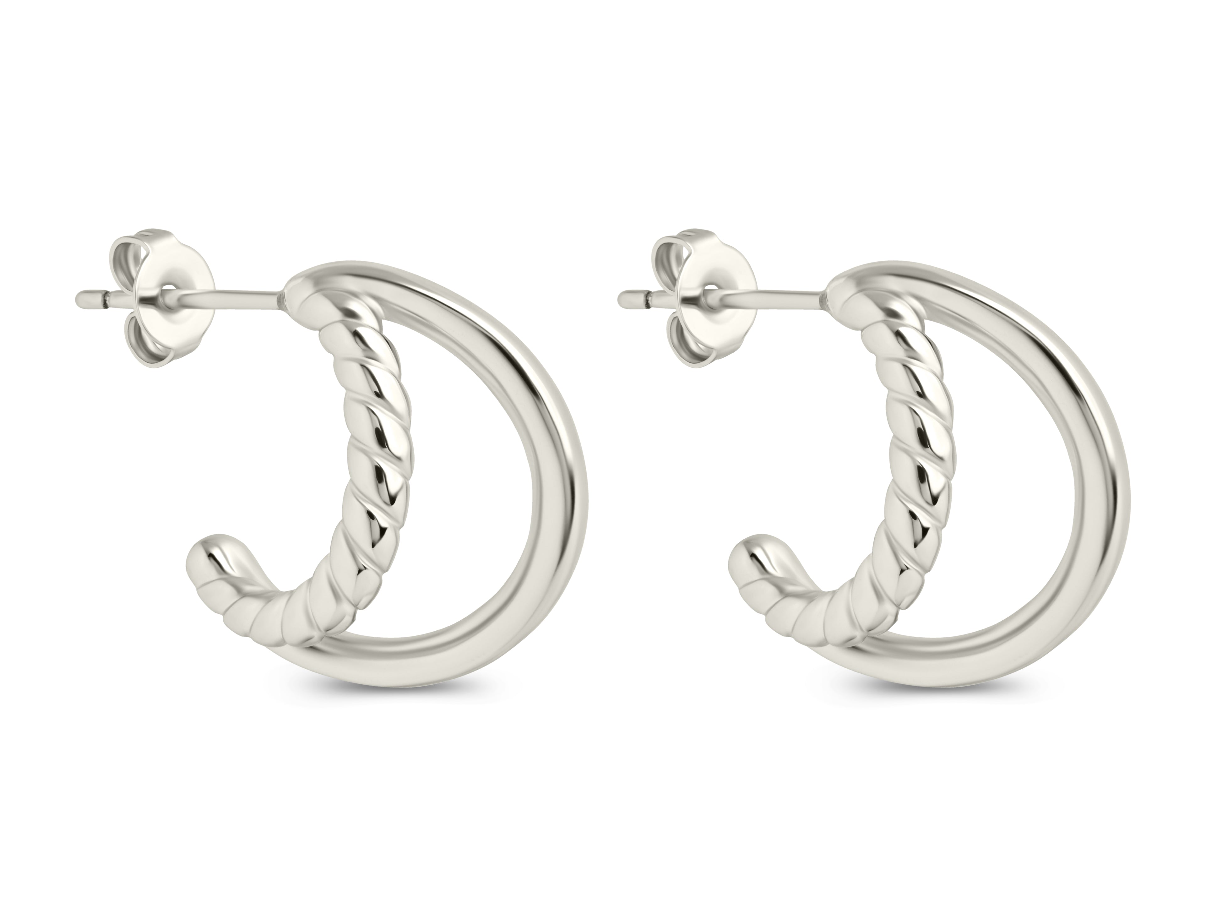 Arcadia Double Row Huggie Hoop Earrings - Sterling Forever