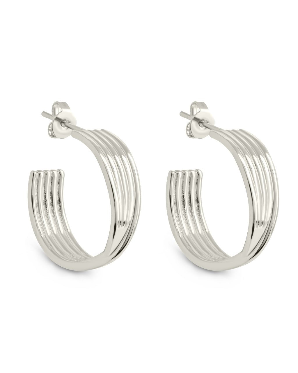 Katya Textured Hoop Earrings - Sterling Forever