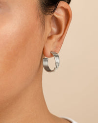 Katya Textured Hoop Earrings - Sterling Forever