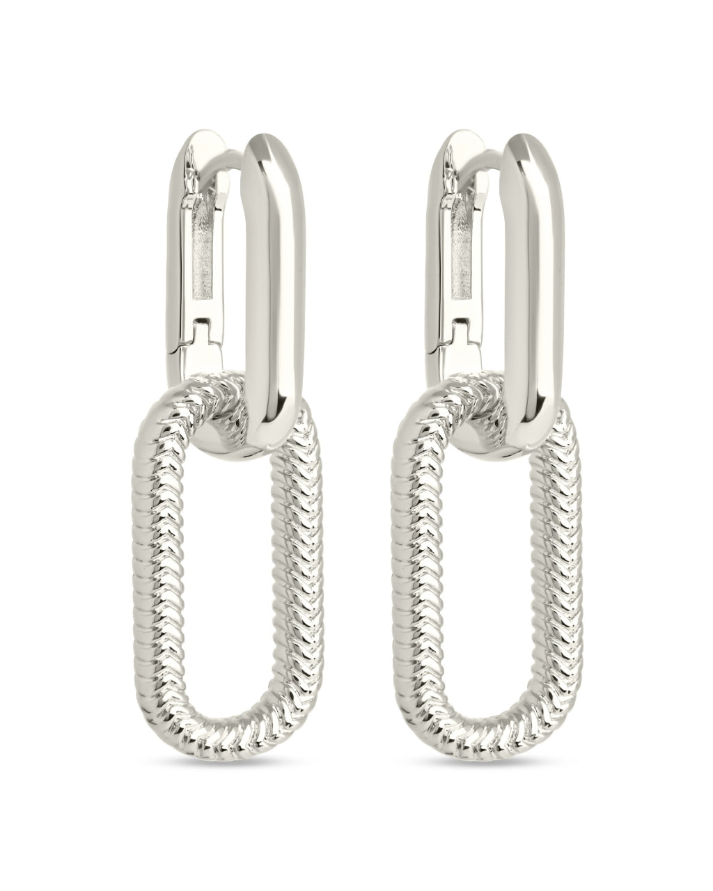 Sable CZ Chain Link Drop Stud Earrings