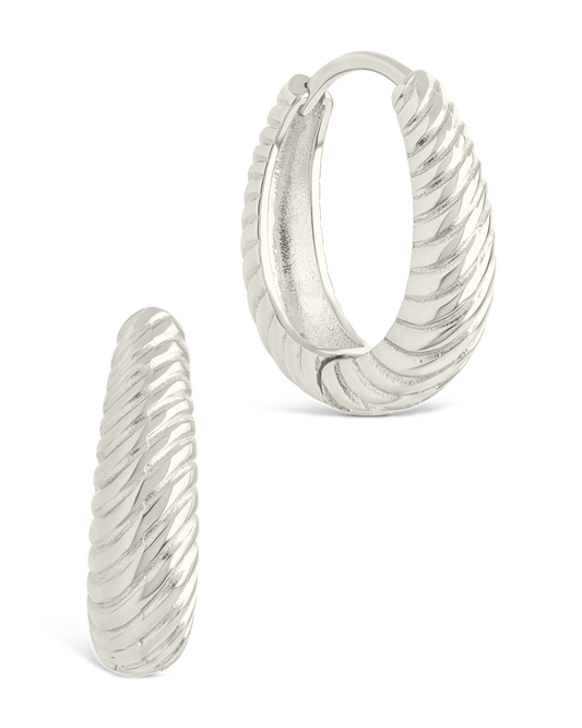 Haven Textured Oval Micro Hoops
