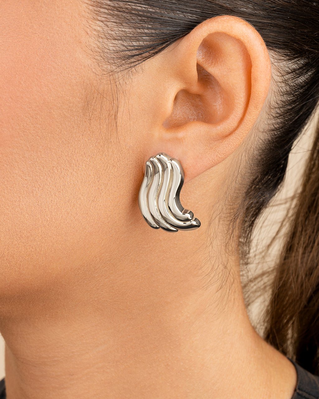 Sylvie Ripple Statement Studs - Sterling Forever
