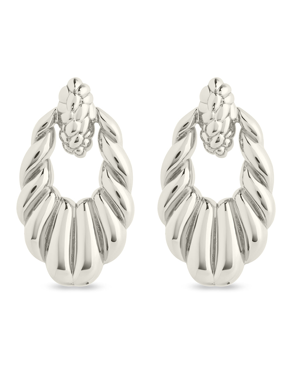 Enid Textured Door Knocker Stud Earrings