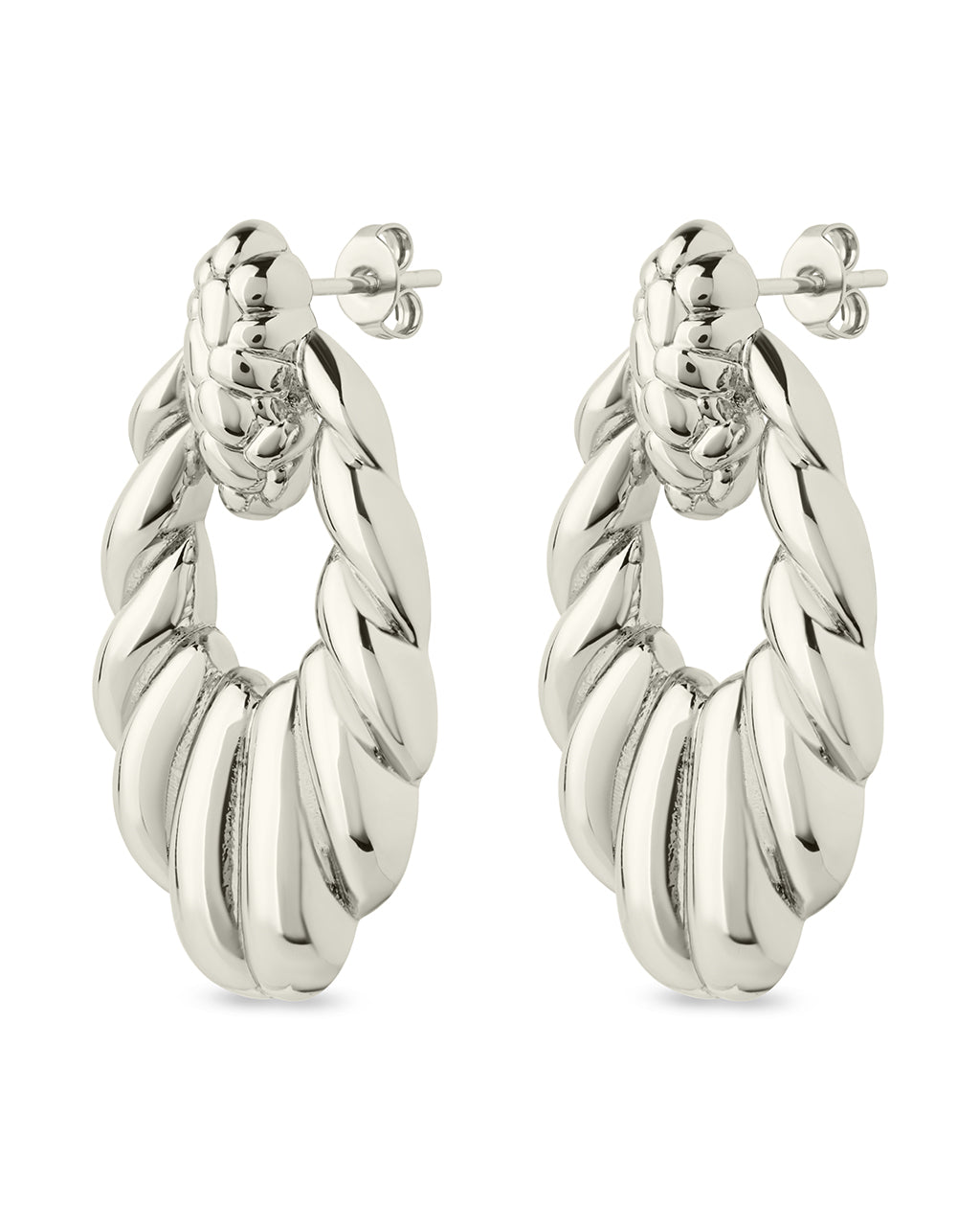 Enid Textured Door Knocker Stud Earrings