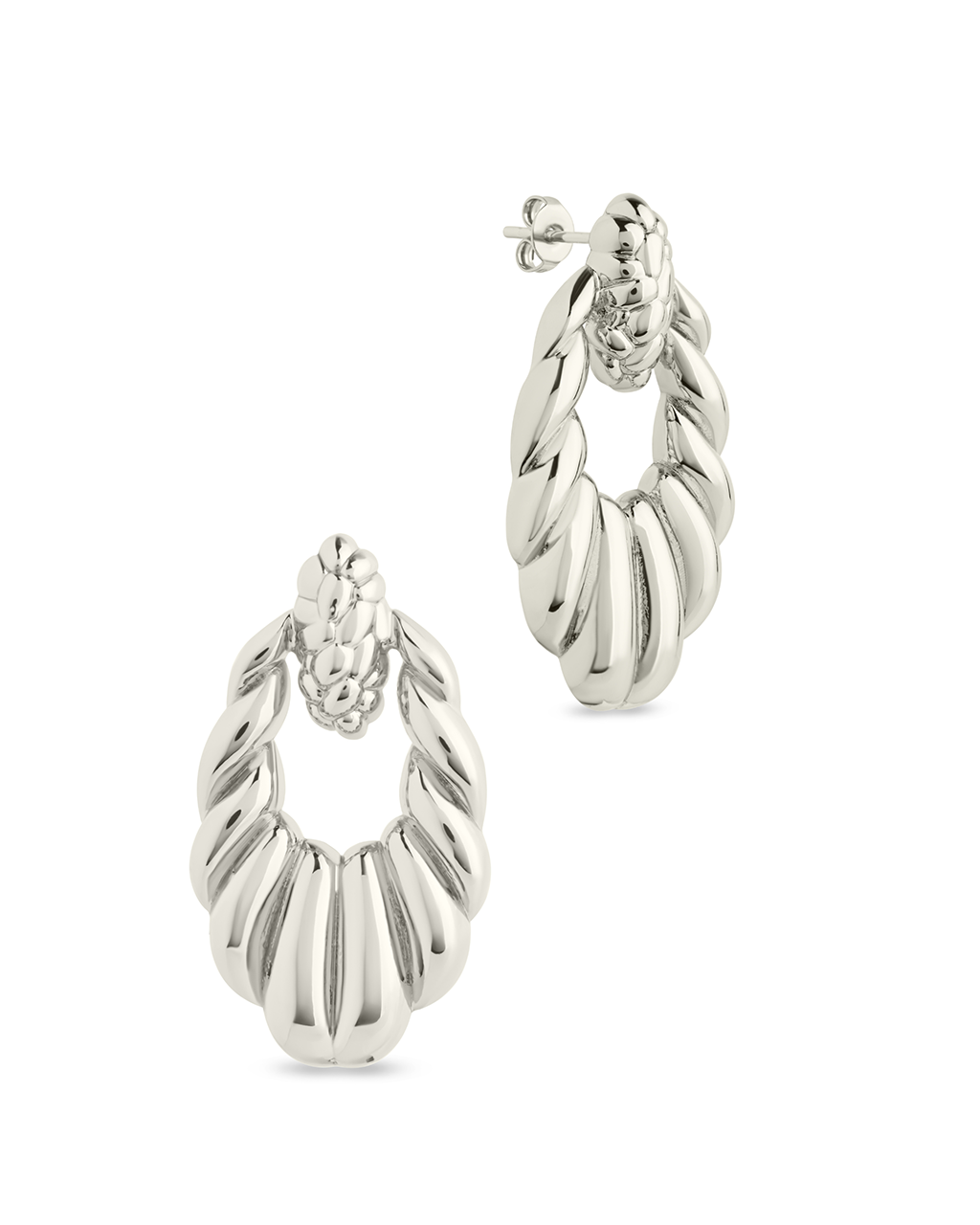 Enid Textured Door Knocker Stud Earrings