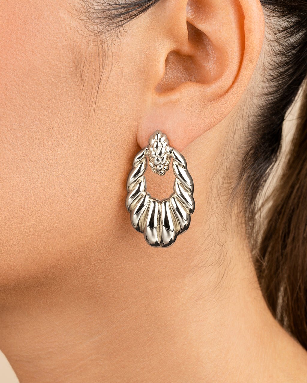 Enid Textured Door Knocker Stud Earrings - Sterling Forever