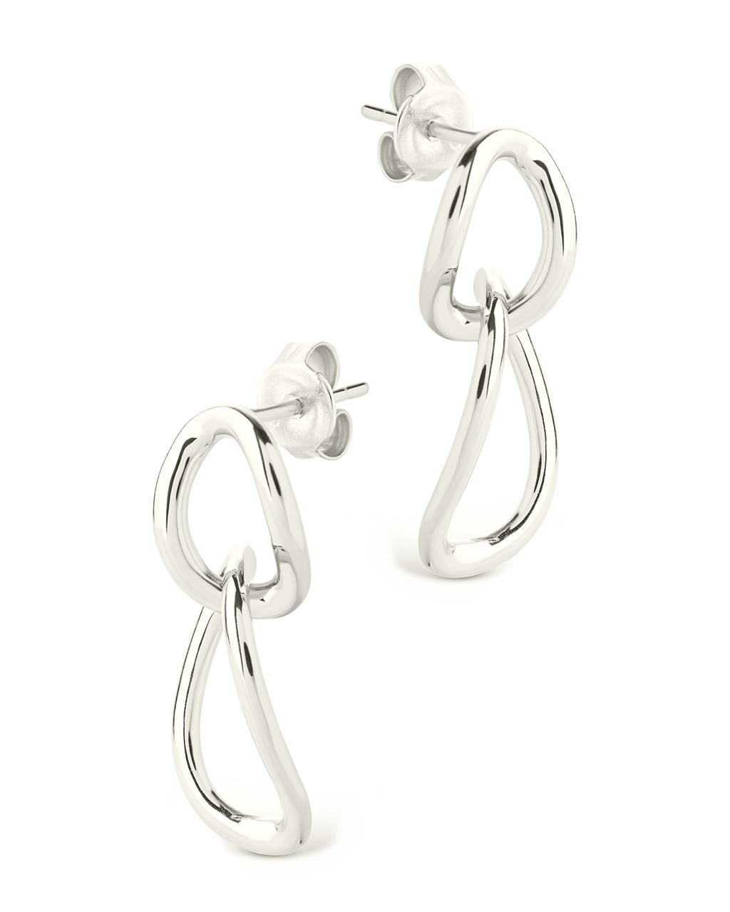 Cruz Double Link Drop Studs - Sterling Forever