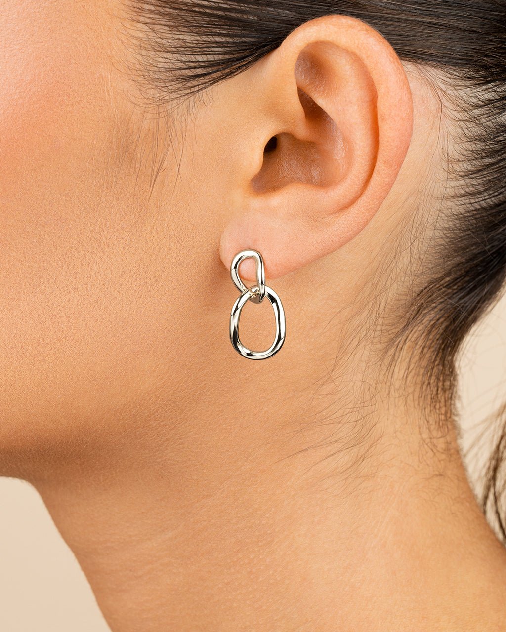 Cruz Double Link Drop Studs - Sterling Forever