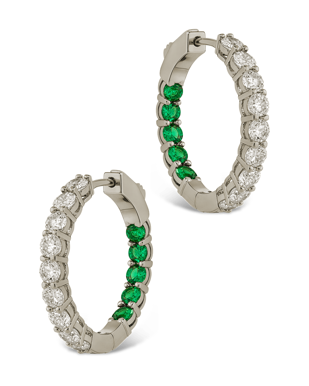 Karsyn Emerald Classic Hoops - Sterling Forever