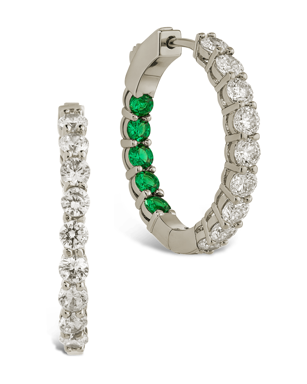 Karsyn Emerald Classic Hoops - Sterling Forever