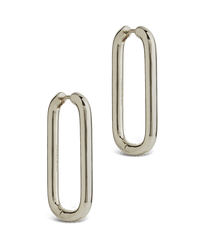 Kaylani Elongated Geo Hoops - Sterling Forever