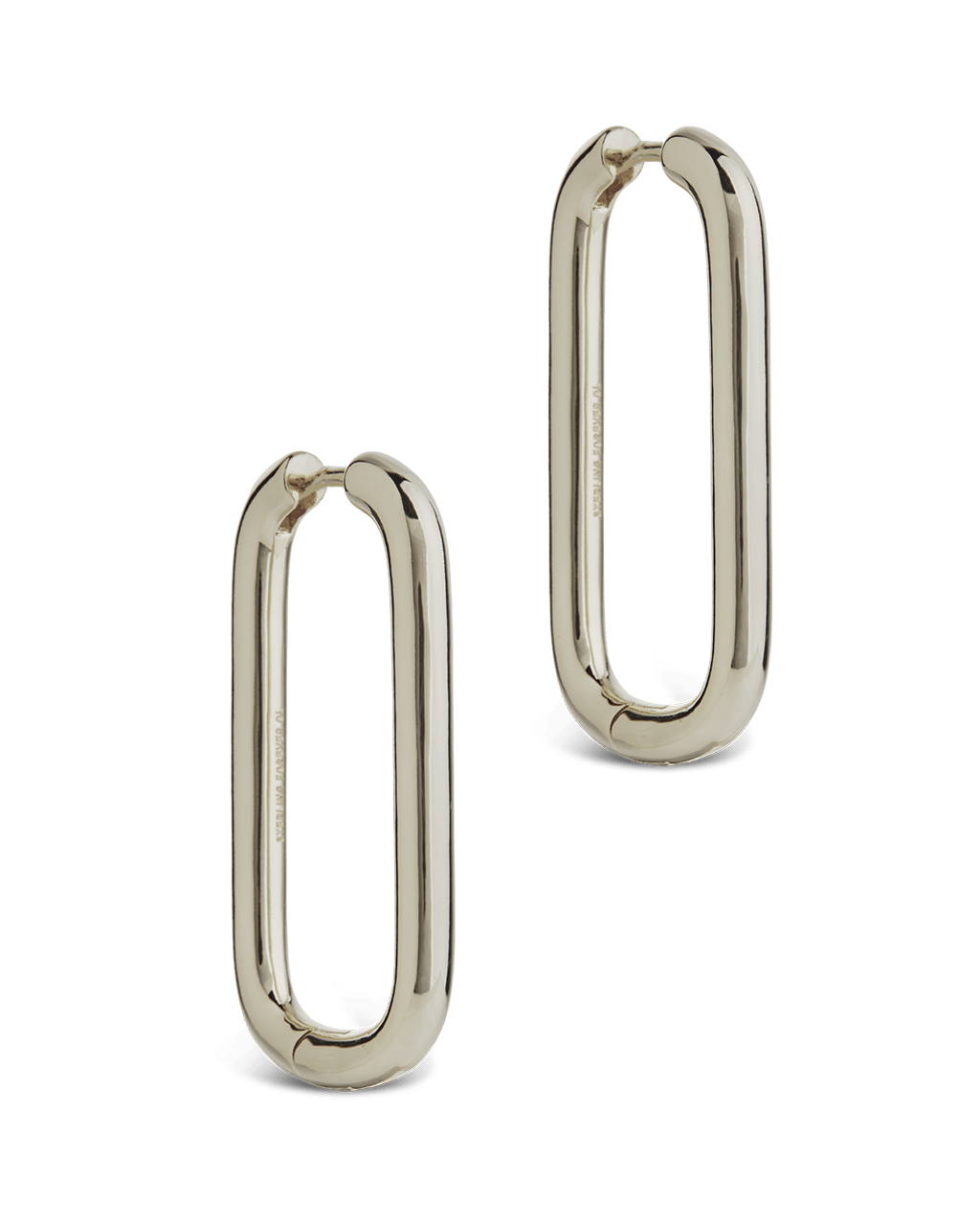 Kaylani Elongated Geo Hoops - Sterling Forever