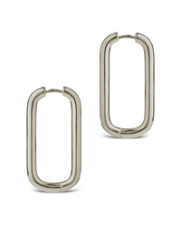 Kaylani Elongated Geo Hoops - Sterling Forever