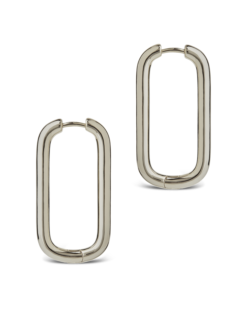 Kaylani Elongated Geo Hoops - Sterling Forever