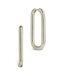 Kaylani Elongated Geo Hoops - Sterling Forever
