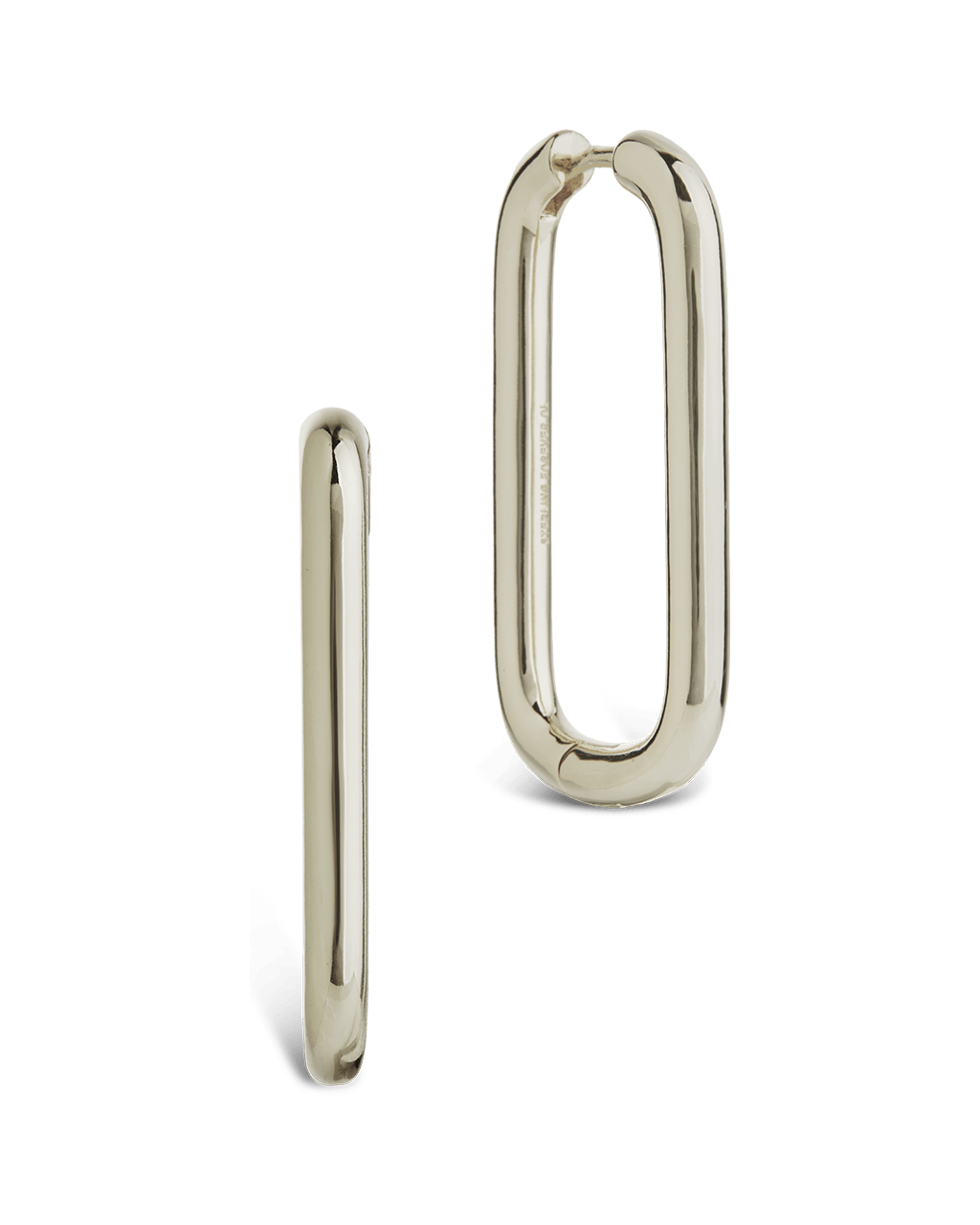 Kaylani Elongated Geo Hoops - Sterling Forever
