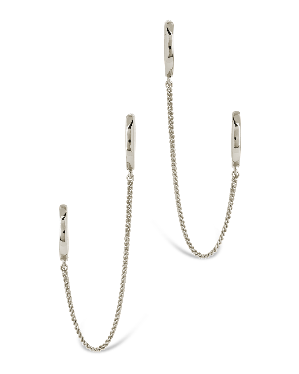 Double Dangle Chain Hoop Earrings