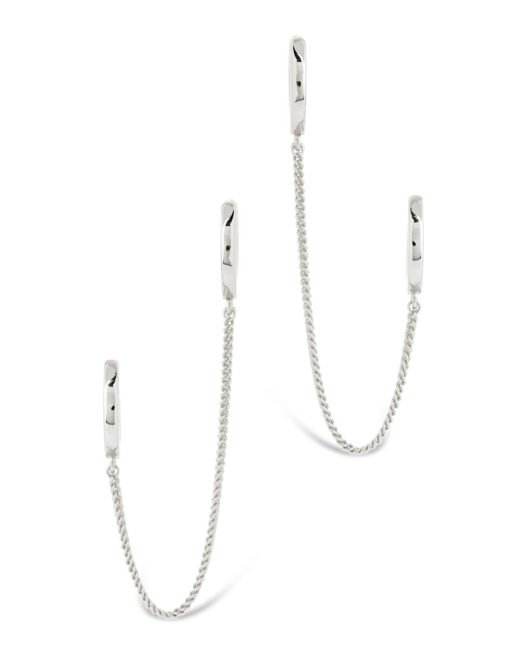 Double Dangle Chain Hoop Earrings