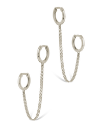 Double Dangle Chain Hoop Earrings