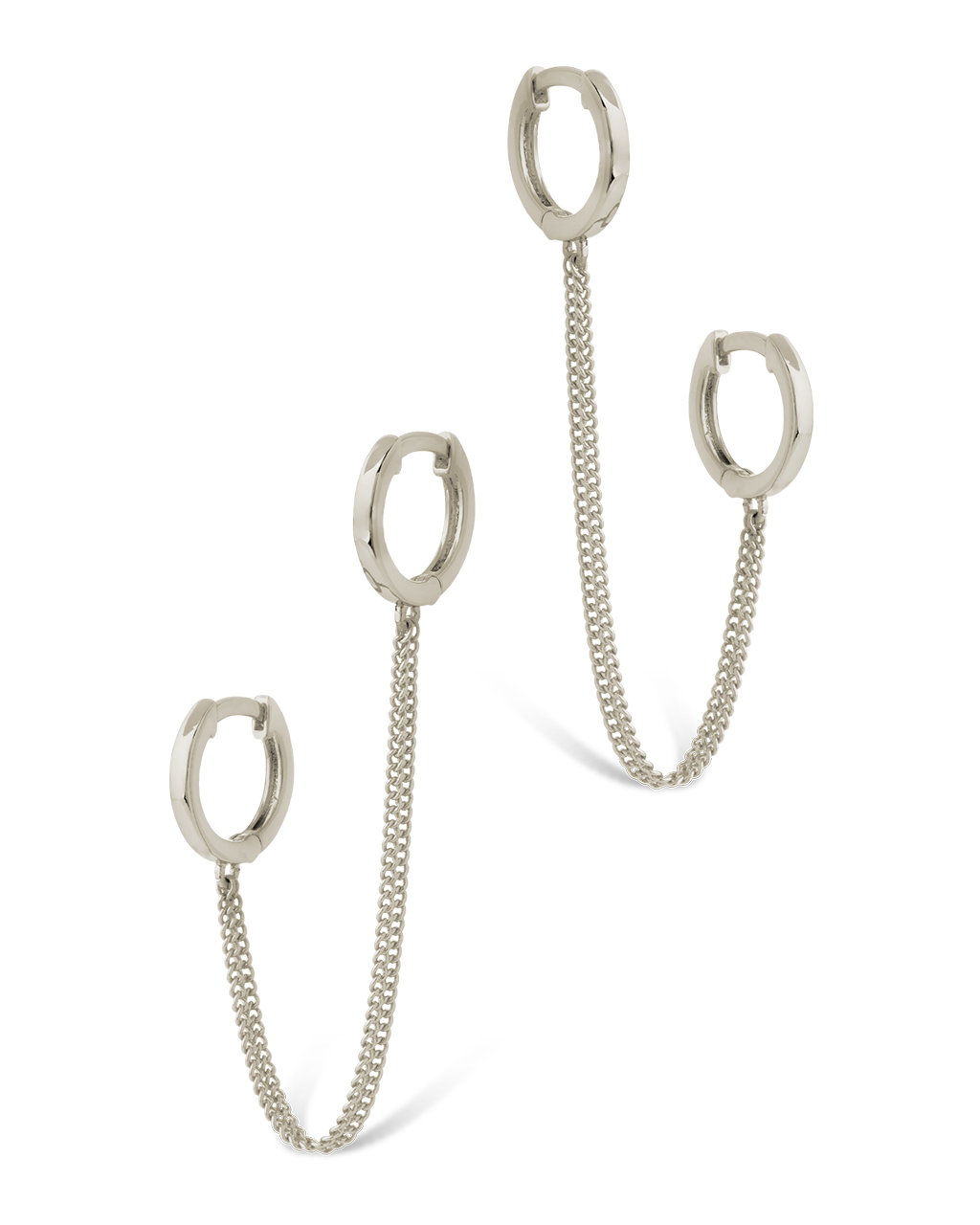 Double Dangle Chain Hoop Earrings
