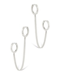 Double Dangle Chain Hoop Earrings