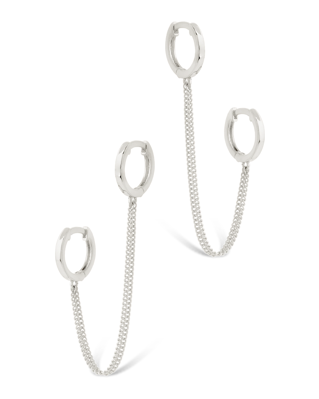 Double Dangle Chain Hoop Earrings