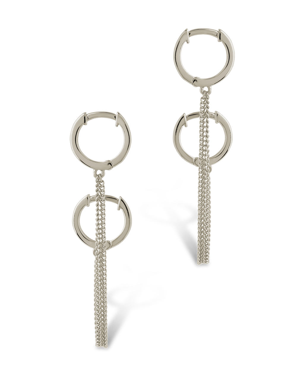 Double Dangle Chain Hoop Earrings