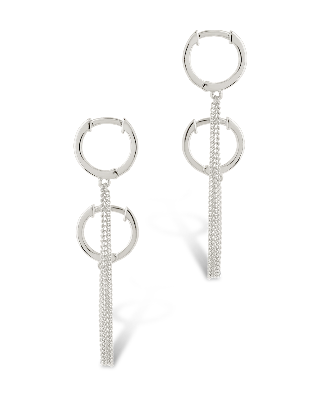 Double Dangle Chain Hoop Earrings